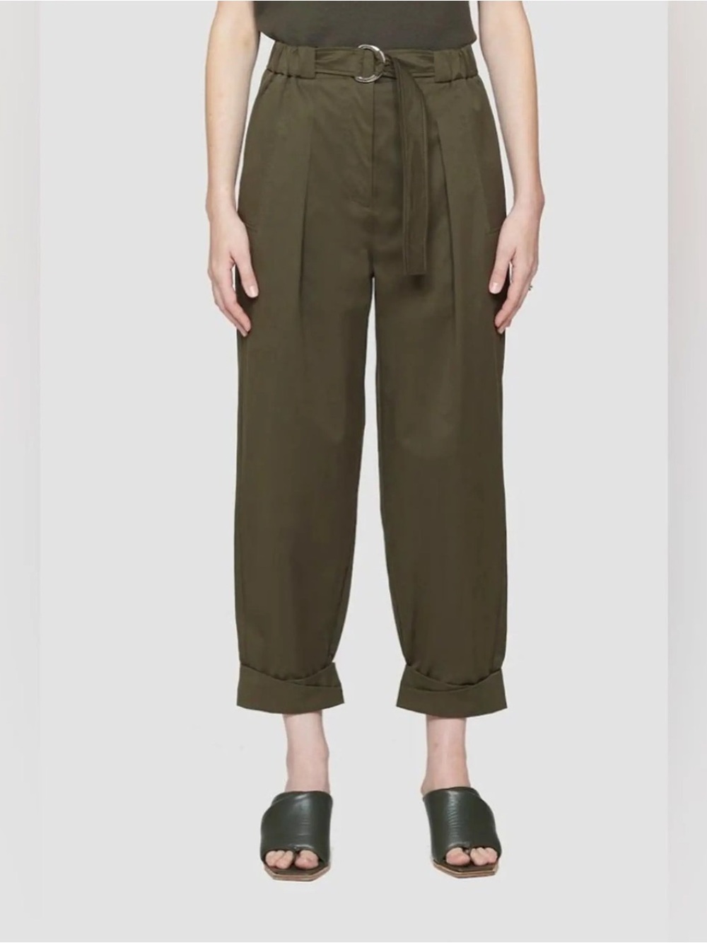 3.1 Phillip Lim Olive Green utility Ankle Trousers with Tie Belt